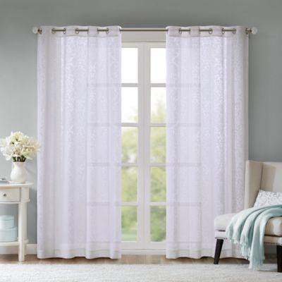 Madison Park Edwin Damask Burnout 95 Inch Grommet Sheer Window