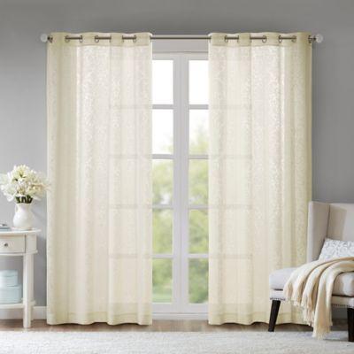 Madison Park Edwin Damask Burnout 95 Inch Grommet Sheer Window