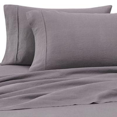 Wamsutta Vintage Washed Linen Percale Twin Sheet Set In Charcoal