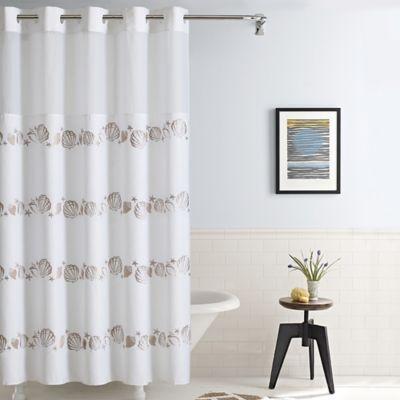 Hookless Seas Fabric 71 Inch X 86, Taupe Shower Curtain