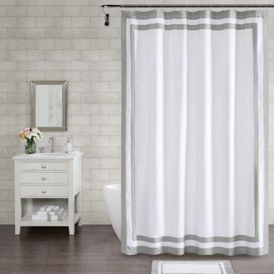 Wamsutta Hotel Border 96 Inch X 72 Inch Shower Curtain In Grey