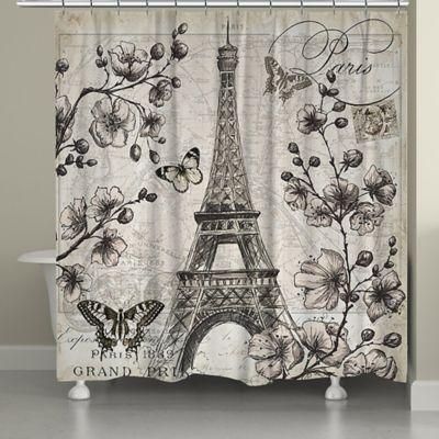 Laural Home Paris In Bloom Shower Curtain In Grey From Bed Bath