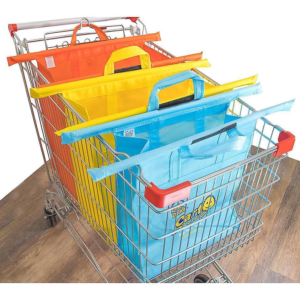 Cart Daddy 3-Piece Reusable Multicolor Shopping Cart Grocery Bags Set