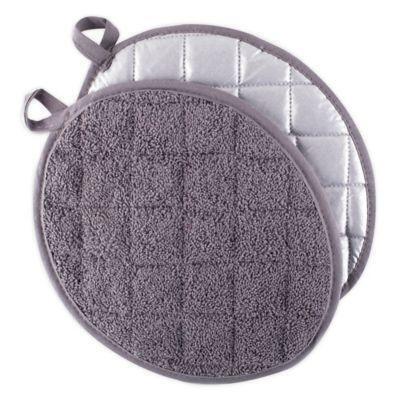 Design  Imports  Terry Cloth Pot  Holders  in Grey Set of 2 