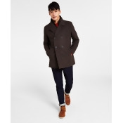 Kenneth Cole Men's Double Breasted Wool Blend Peacoat with Bib Kenneth Cole Men's Double Breasted Wool Blend Peacoat with Bib