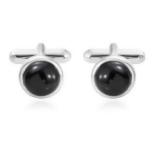 12 Carat Boi Ploi Black Spinel Cufflinks in Platinum Plated Silver 6.88 grams 12 Carat Boi Ploi Black Spinel Cufflinks in Platinum Plated Silver 6.88 grams
