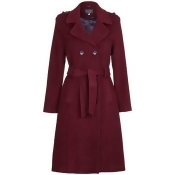De La Creme Wool Belted Long Military Trench Coat women's Trench Coat in Red De La Creme Wool Belted Long Military Trench Coat women's Trench Coat in Red