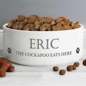 Personalised Paws Large White Pet Bowl Personalised Paws Large White Pet Bowl