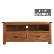 Heart of House Kent 2 Drawer Oak & Oak Veneer Corner TV Unit Heart of House Kent 2 Drawer Oak & Oak Veneer Corner TV Unit