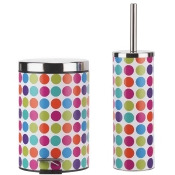 HOME Slow Close Bin & Toilet Brush Set - Spots HOME Slow Close Bin & Toilet Brush Set - Spots