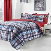 Pieridae Blue Checked Bedding Set - Kingsize Pieridae Blue Checked Bedding Set - Kingsize