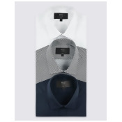 M&S Collection 3 Pack Cotton Blend Slim Fit Shirts M&S Collection 3 Pack Cotton Blend Slim Fit Shirts