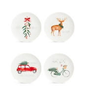 Set of 4 Christmas Slogan Side Plates Set of 4 Christmas Slogan Side Plates