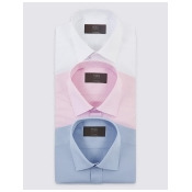 M&S Collection 3 Pack Cotton Blend Tailored Fit Shirts M&S Collection 3 Pack Cotton Blend Tailored Fit Shirts