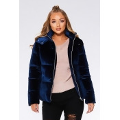 Quiz Navy Velvet Puffer Jacket Quiz Navy Velvet Puffer Jacket