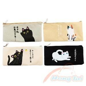 BAG-8969 簡約創意貓咪帆布筆袋 