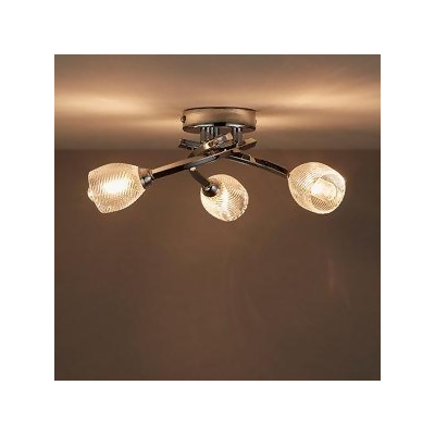 Ceiling Lights In Lighting Accessories At Com Uk Home - Glacies Brushed Chrome Effect 3 Lamp Ceiling Light