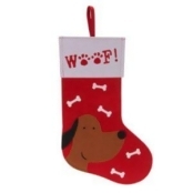 Red & white Dog 'Woof' Stocking Red & white Dog 'Woof' Stocking