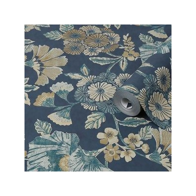 Graham Brown Boutique Navy Floral Metallic Effect Textured Wallpaper From B Q Uk At Shop Com Uk