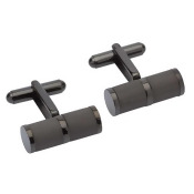 Unique Mens Black IP Stainless Steel and Carbon Fibre Barrel Cufflinks QC-213 Unique Mens Black IP Stainless Steel and Carbon Fibre Barrel Cufflinks QC-213