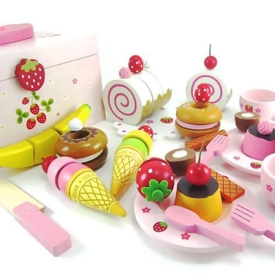 草莓甜心派對木製玩具家家酒組★附收納箱 