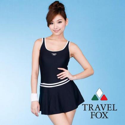 【TRAVELFOX 旅狐】流線感連身裙泳裝C7729 