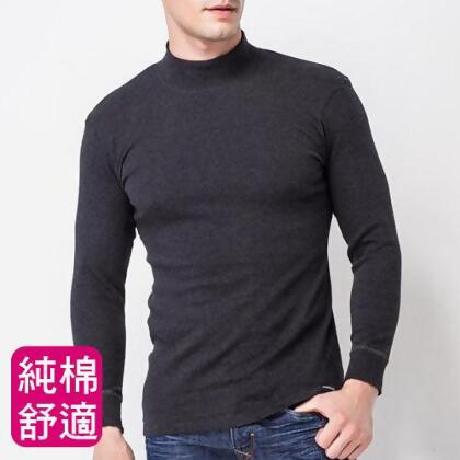 【MORINO摩力諾】長袖棉毛彩色高領衫-黑 
