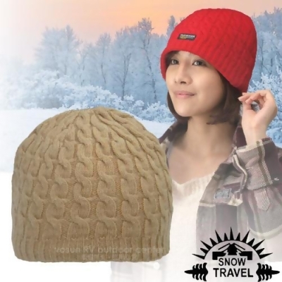 台灣製造【SNOW TRAVEL】3M Thinsulate 頂級素面麻花彈性保暖羊毛帽.毛線帽_AR-18 卡其 