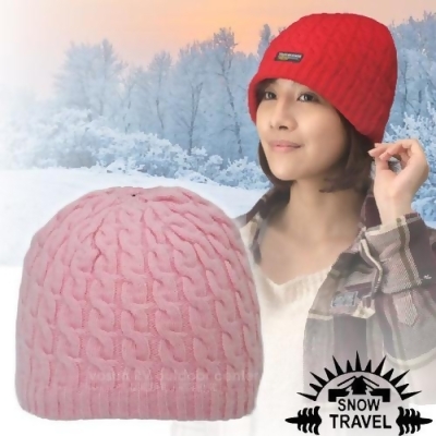 台灣製造【SNOW TRAVEL】3M Thinsulate 頂級素面麻花彈性保暖羊毛帽.毛線帽_AR-18 粉紅 