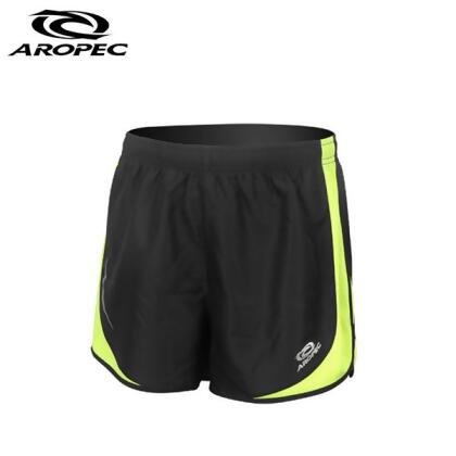 AROPEC RUNNING 男款透氣慢跑短褲 黑/螢光黃