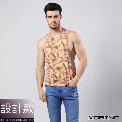 MORINOxLUCAS設計師聯名-幾何迷彩時尚健身開衩背心-棕色 