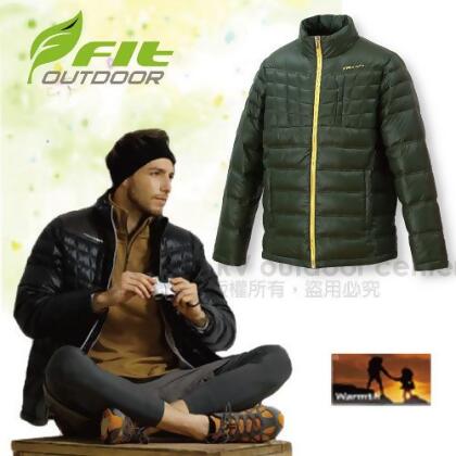 【FIT】男新款 輕量羽絨外套/防風.持續保暖.質輕/裡層與拉鍊撞色設計/附收納袋/墨綠色 EW1305 
