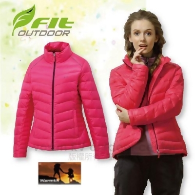 【FIT】女新款 輕量羽絨外套/防風.持續保暖.質輕/裡層與拉鍊撞色設計/附收納袋/EW2305 桃紅色 