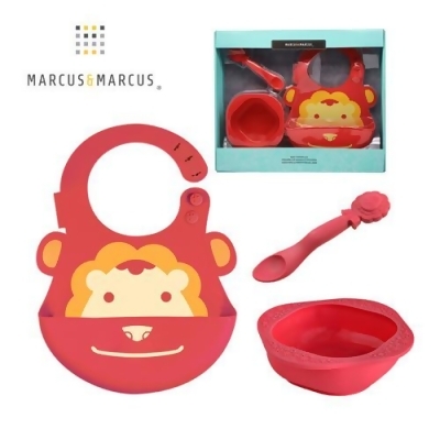 【MARCUS＆MARCUS】動物樂園餵食禮盒組-獅子(紅) 