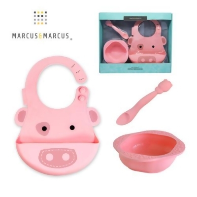 【MARCUS＆MARCUS】動物樂園餵食禮盒組-粉紅豬(粉) 