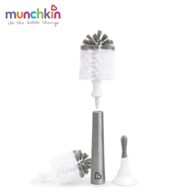 munchkin滿趣健-不鏽鋼奶瓶奶嘴刷+替換刷頭 