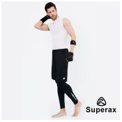 Superax SM-5 男款透氣假兩件運動緊身褲 籃球褲 黑色 Superax SM-5 男款透氣假兩件運動緊身褲 籃球褲 黑色