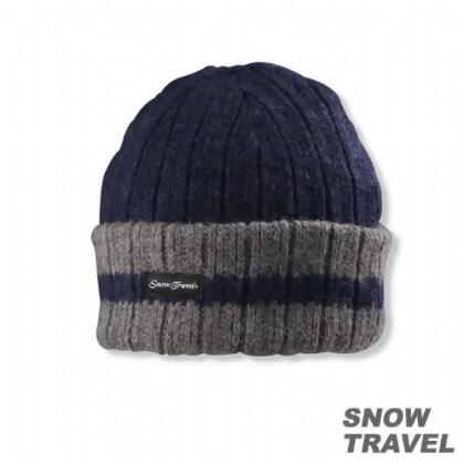 SNOWTRAVEL 3M防風透氣保暖羊毛帽(條紋摺邊)(藍色) 