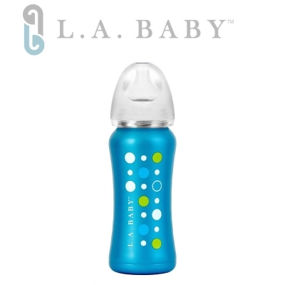 【L.A. Baby】超輕量醫療級316不鏽鋼保溫奶瓶 9oz (極光藍)六色 