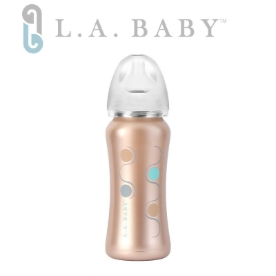 【L.A. Baby】超輕量醫療級316不鏽鋼保溫奶瓶 9oz (香檳金)六色 