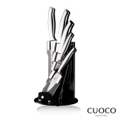 美安獨家【義大利CUOCO】一體成形高級不鏽鋼刀具6件組(料理刀、剁刀、鋸齒刀、萬用刀、水果刀、刀座) 美安獨家【義大利CUOCO】一體成形高級不鏽鋼刀具6件組(料理刀、剁刀、鋸齒刀、萬用刀、水果刀、刀座)