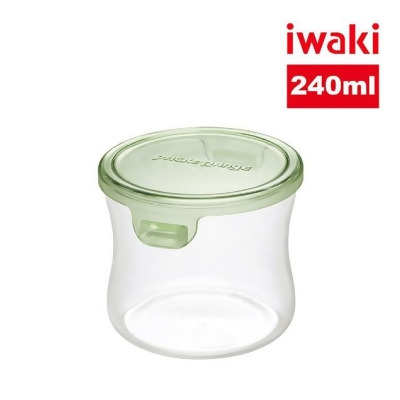 【iwaki】日本耐熱抗菌玻璃圓形微波保鮮盒240ml-綠 