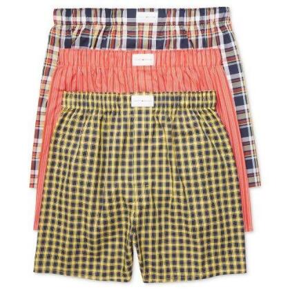 【Tommy Hilfiger】2018男時尚橙黃色條格平口內著混搭3件組【預購】 