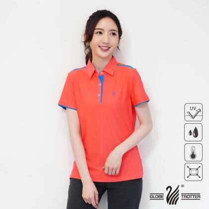 【遊遍天下】女款吸濕排汗抗UV機能POLO衫GS1033桔藍 