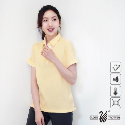 【遊遍天下】女款吸濕排汗抗UV機能POLO衫GS1033黃白 