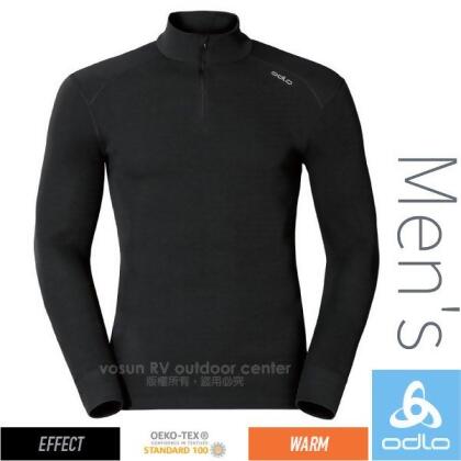 【瑞士 ODLO】男新款 warm effect 高領拉鍊機能型銀離子保暖內衣.圓領衛生衣.保暖衣/152002 黑 