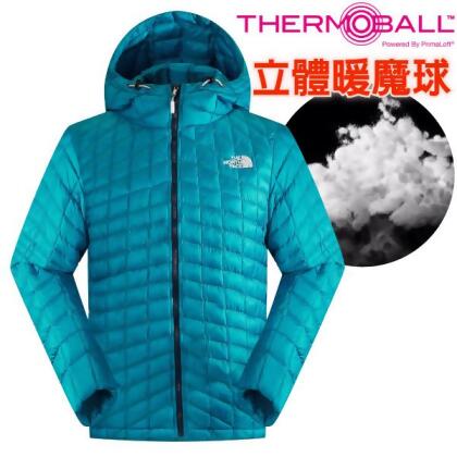 【美國 The North Face】男款 PrimaLoft ThermoBall暖魔球保暖兜帽外套.連帽外套/ 媲美羽絨科技填充_ C938 瓷釉藍 