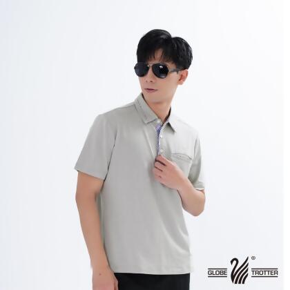 【遊遍天下】男款格紋抗UV機能POLO衫GS1012灰色 