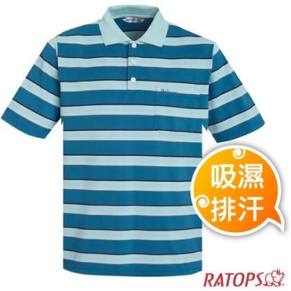 【瑞多仕-RATOPS】男款 COOLMAX 輕量透氣短袖條紋POLO衫.抗UV/DB8948 靛藍/米灰/湖綠/深藍色 
