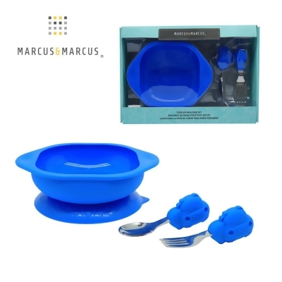 【MARCUS＆MARCUS】動物樂園寶寶握握學習禮盒組-藍河馬 